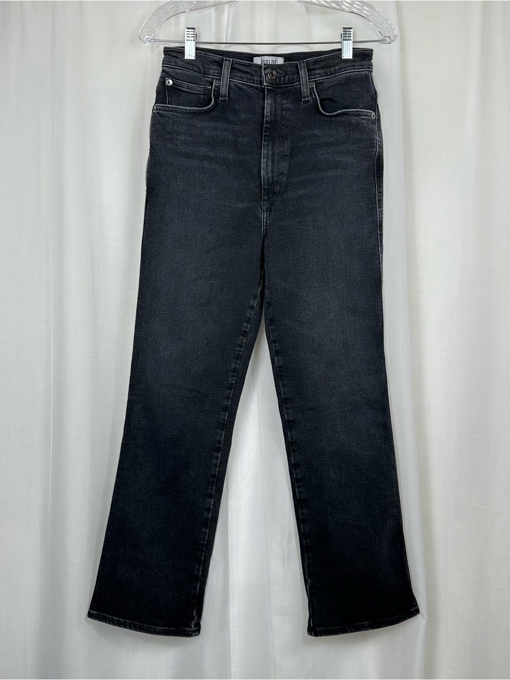 Agolde Pinch Waist Kick Flare Jeans Panoramic Black Size 27 High Rise Cropped